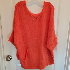 Free People orange quarter sleeve sweater size s/m